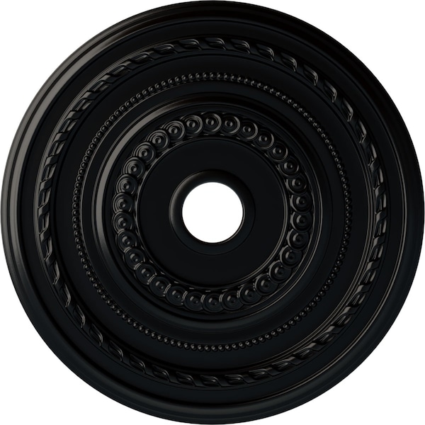 Ekena Millwork Cole Ceiling Medallion (Fits Canopies up to 9 1/8"), 25 3/8"OD x 3 3/8"ID x 1 3/8"P, Jet Black CM25COBLF - main